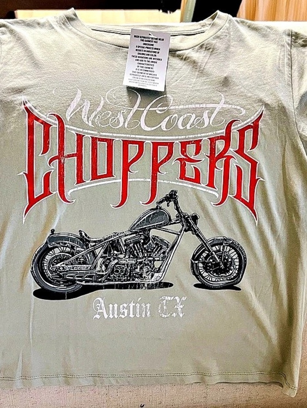 Hopper's Austin TX Motorcycle Graphic Tee in Grey Size XL NWT